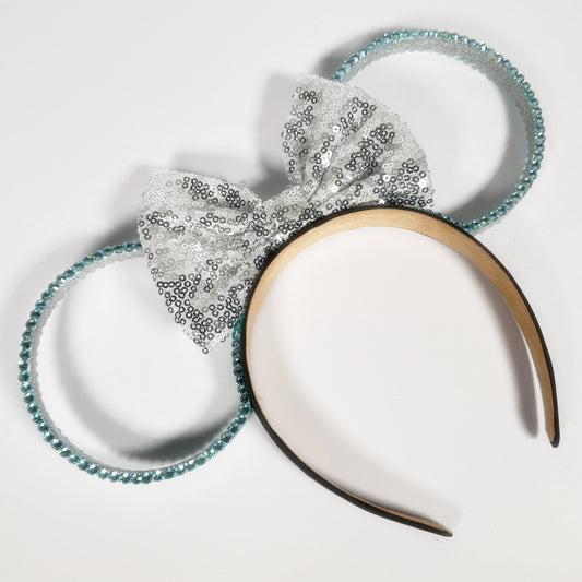 Classic Blue Rhinestone Silver Glitter Sparkle Ears