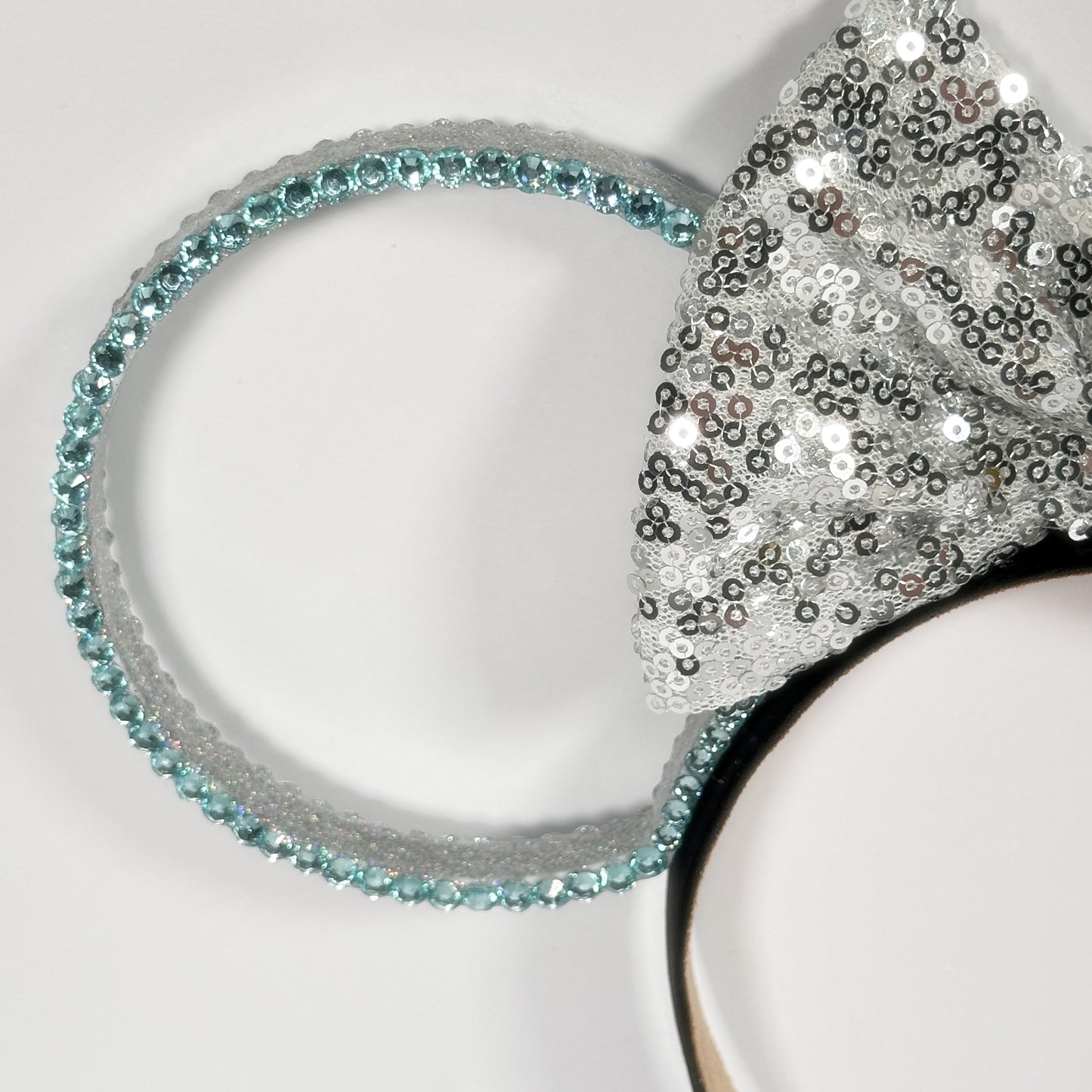 Classic Blue Rhinestone Silver Glitter Sparkle Ears