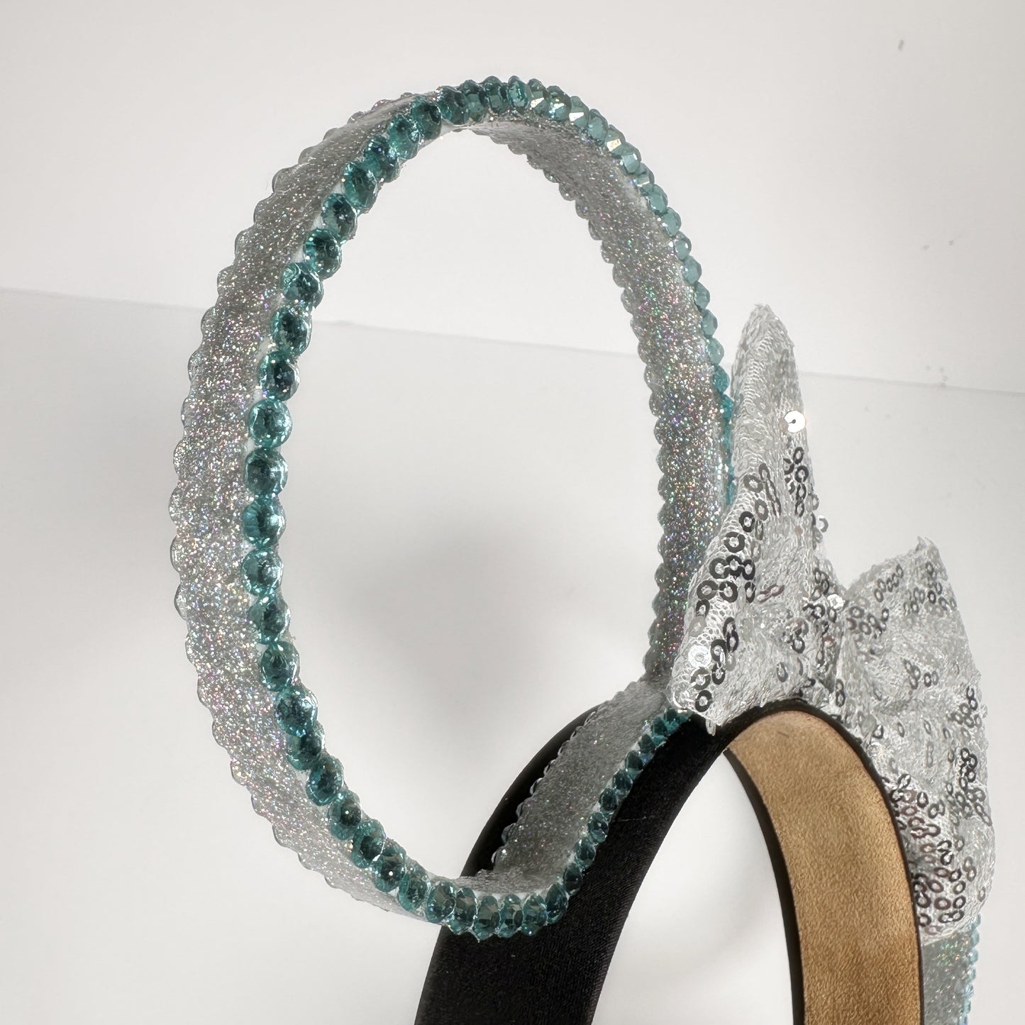 Classic Blue Rhinestone Silver Glitter Sparkle Ears