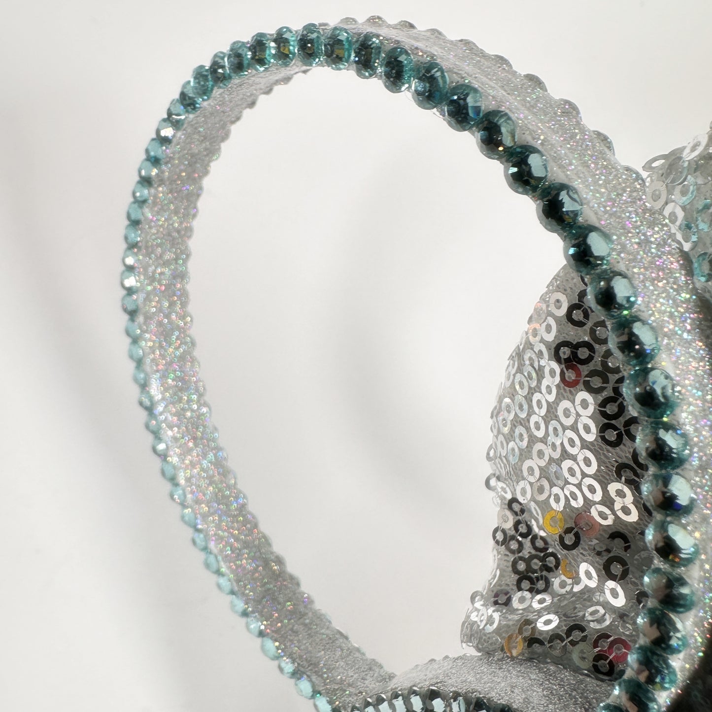 Classic Blue Rhinestone Silver Glitter Sparkle Ears
